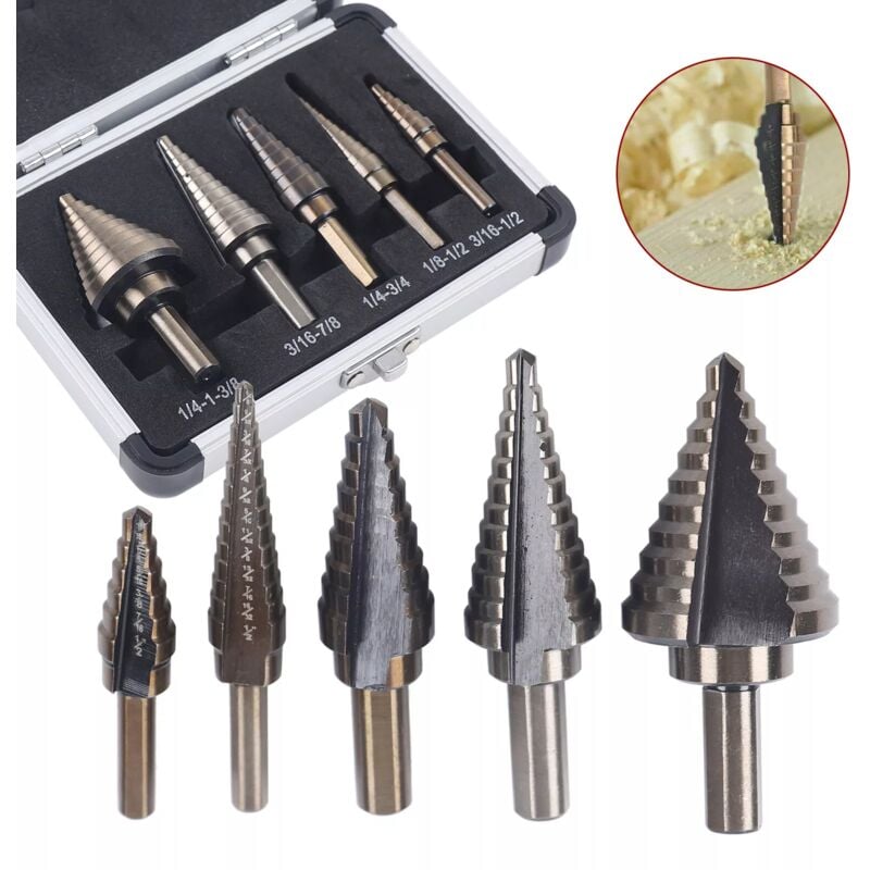 Gojoy - Jeu de forets étagés 5 pièces ensemble de forets à éplucher ensemble en plastique pour acier inoxydable métal bois