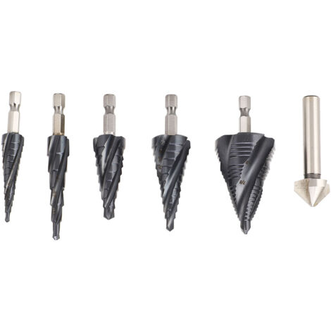 Jeu de forets étagés à 4 cannelures, tige de 1/4 pouces M35, Kit de pagode en Cobalt pour métal dur en acier inoxydable