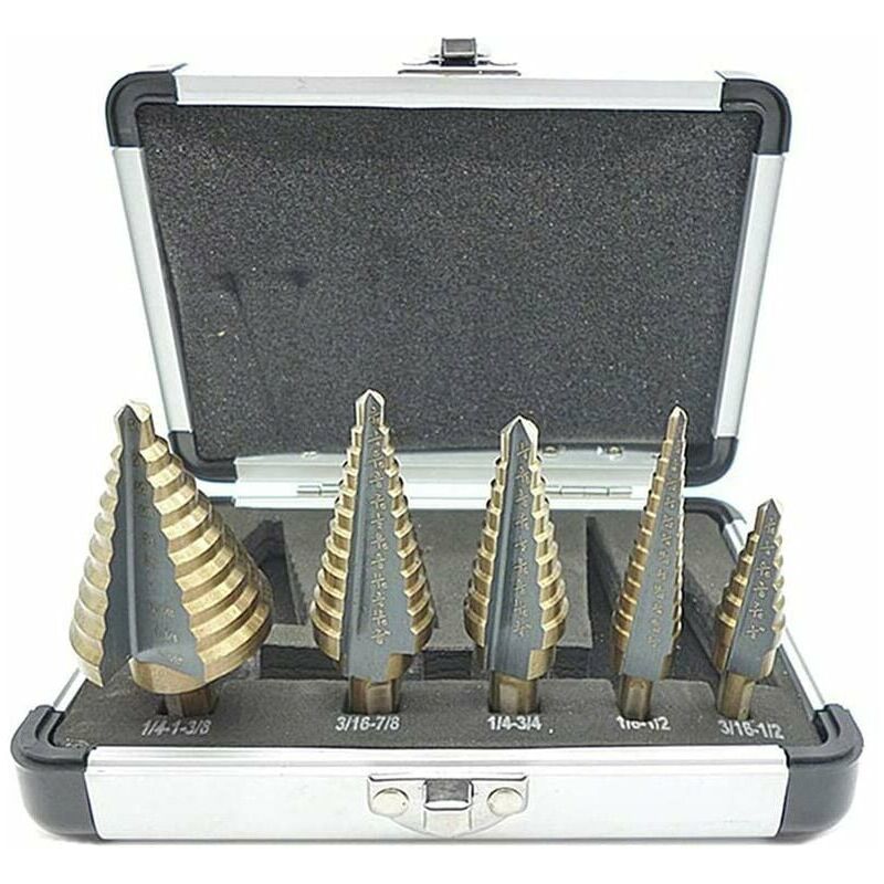 Vuszr - Jeu de forets étagés hss à queue triangulaire noire et jaune (5pcs foret étagé en aluminium britannique) adapté à la salle des outils