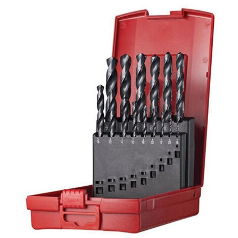 Jeu de forets hélicoïdaux A190 DIN 338 TypN D.1/16-1/2 x1/32 HSS 15 unités coffret plastique .DORMER