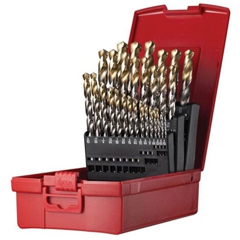 Jeu de forets hélicoïdaux de remplacement A095 DIN 338 Type N D.1/16-1/2" x 1/64" HSS 29 pièces, coffret de rangement