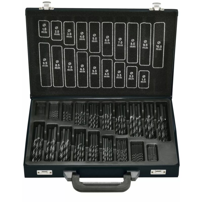 Jeu de forets hélicoïdaux DIN 338rn HSS 170 pièces roulées
