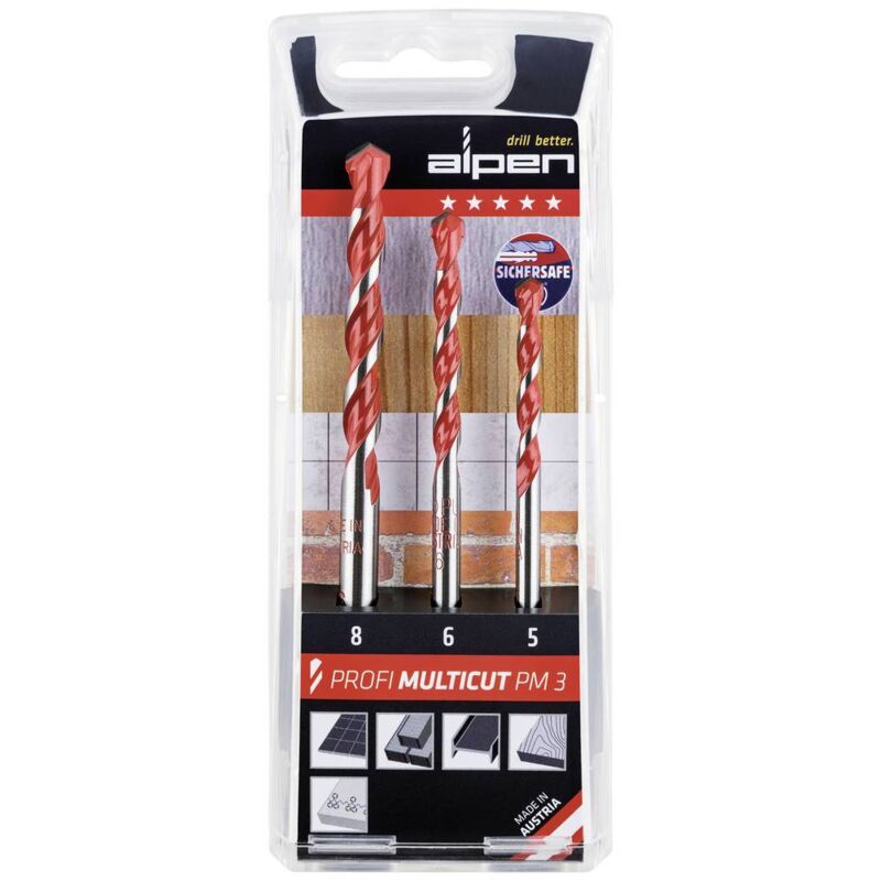 ALPEN Jeu de forets polyvalents 3 pi&egrave;ces  MultiCut 100703100