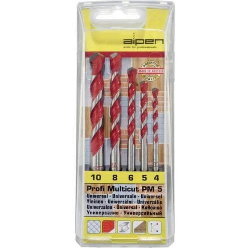 Alpen - ensemble de 4 forets de tuiles polyvalent - 10,0MM avec tige ronde, la pierre, le bois, l'zcier, entre autres, foret a maçonneri