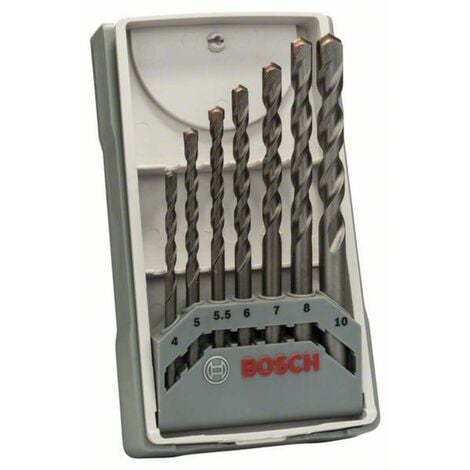 Bosch - Jeu de 7 forets pour béton tige cylindrique Diam 4/5/5,5/6/7/8/10 mm