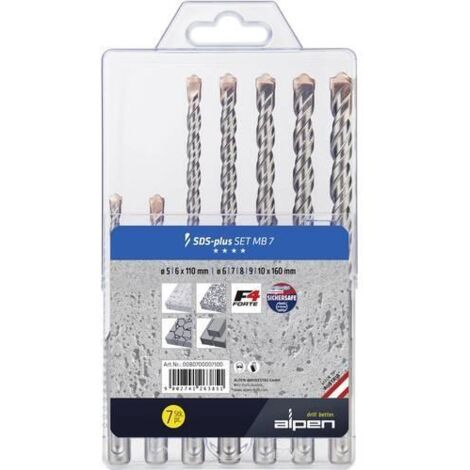 JEU DE FORETS POUR BÉTON ALPEN 0080700007100 ACIER 5 MM, 6 MM, 7 MM, 8 MM, 9 MM, 10 MM 1 SET