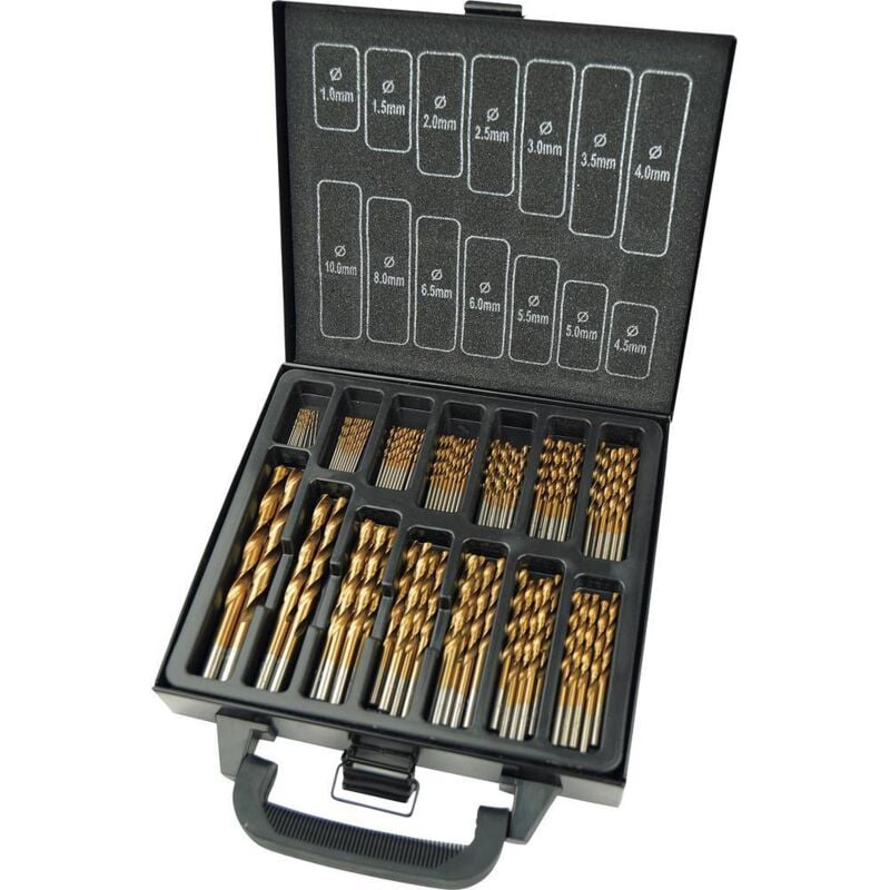 Brüder Mannesmann - M54399 hss Jeu de forets pour le métal 99 pièces TiN tige cylindrique 1 set