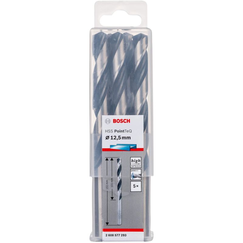 Bosch - hss PointTeQ DIN338, ø 12,5 mm x 151 mm, 5 pièces, foret longueur utile 101 mm