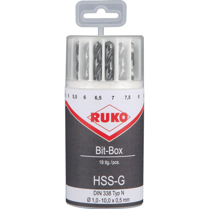 Ruko - Jeu d'embouts de perçage hss 19 pces 1 - 10 mm - 214225