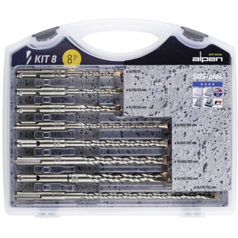 Jeu de forets pour marteau-perforateur 8 pièces SDS-Plus Alpen 80704100100 1 set A635801