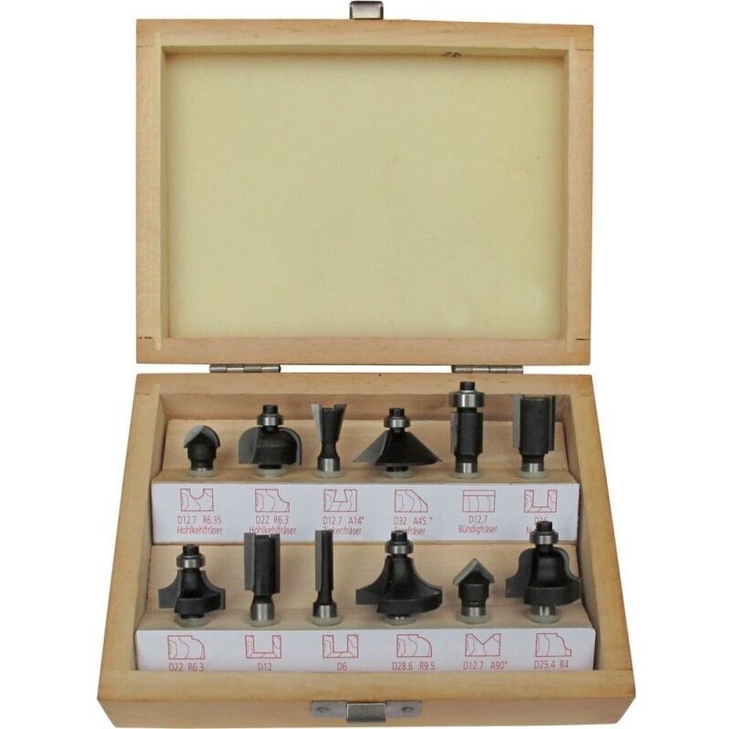 FP - Jeu de fraises à bois 12pcs S8dans coffret bois fortis