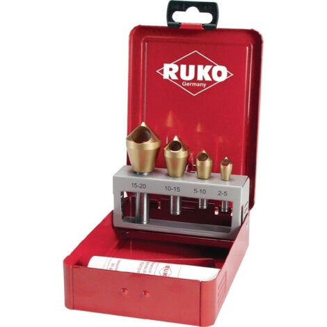 Jeu de fraises à ébavurer à trou 2-5/5-10/10-15/15-20mm HSS-TiN 5 unités coffret métal RUKO