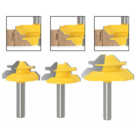 Jeu de Fraises à Feuillure 8 mm avec Tige de 12,7 mm 16 mm 19,05 mm de Hauteur Fraise à Fente Fraise à Rainurer en Bois, 3PCS