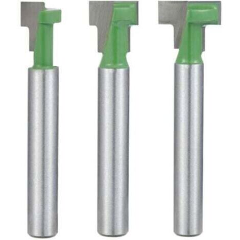 Jeu de fraises à queue de 6,35 mm pour défonceuse T-slot & T-track avec lames en carbure tungstène C3 micro-grain 5/16", 3/8", 1/2"