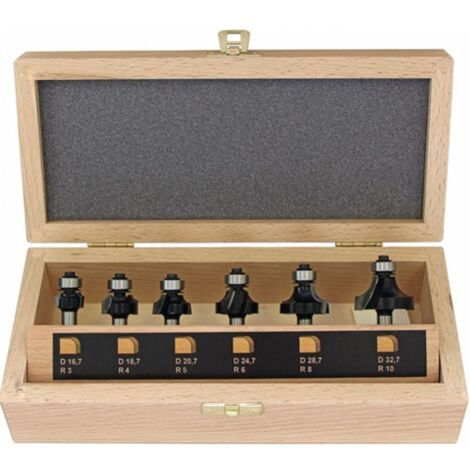 FISCH-TOOLS Jeu de fraises d'angle 973CT06A03 HM, diamètre de l'arbre 8 mm, 6 pièces