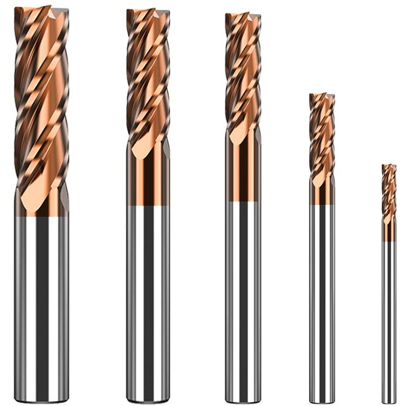 Sunxury - Jeu de fraises en bout de carbure 1/8' 3/16' 1/4' 5/16' 3/8' - Carbure monobloc (carbure de tungstène + cobalt) - 5 pièces 4 embouts de