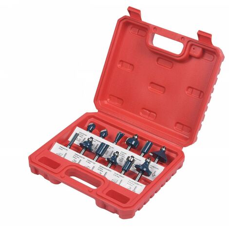 Jeu de fraises, jeu de fraises 6,35 mm, 15 pièces, coffret en bois, outil en acier forgé, coffret en plastique