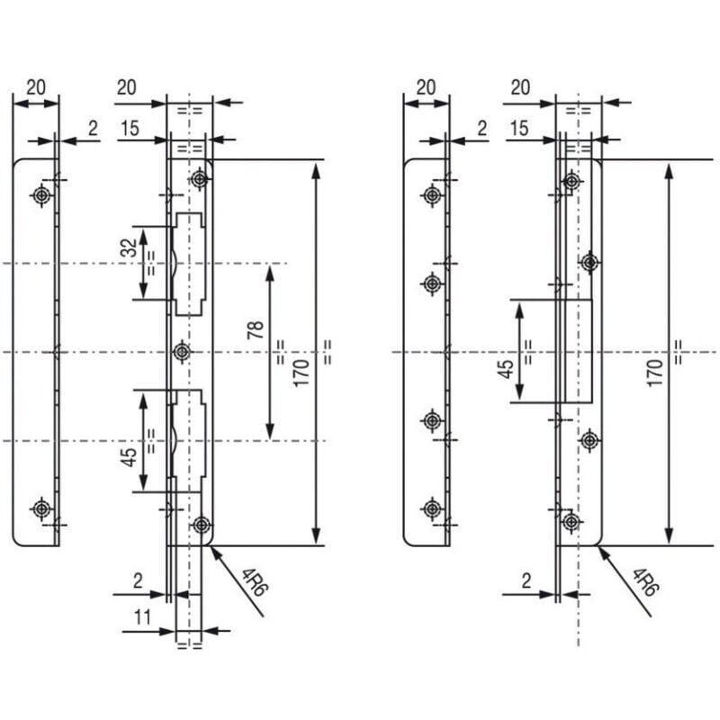 Gâche pour serrure à larder 5000 pour menuiserie bois 101R multipoint - gauche - vachette