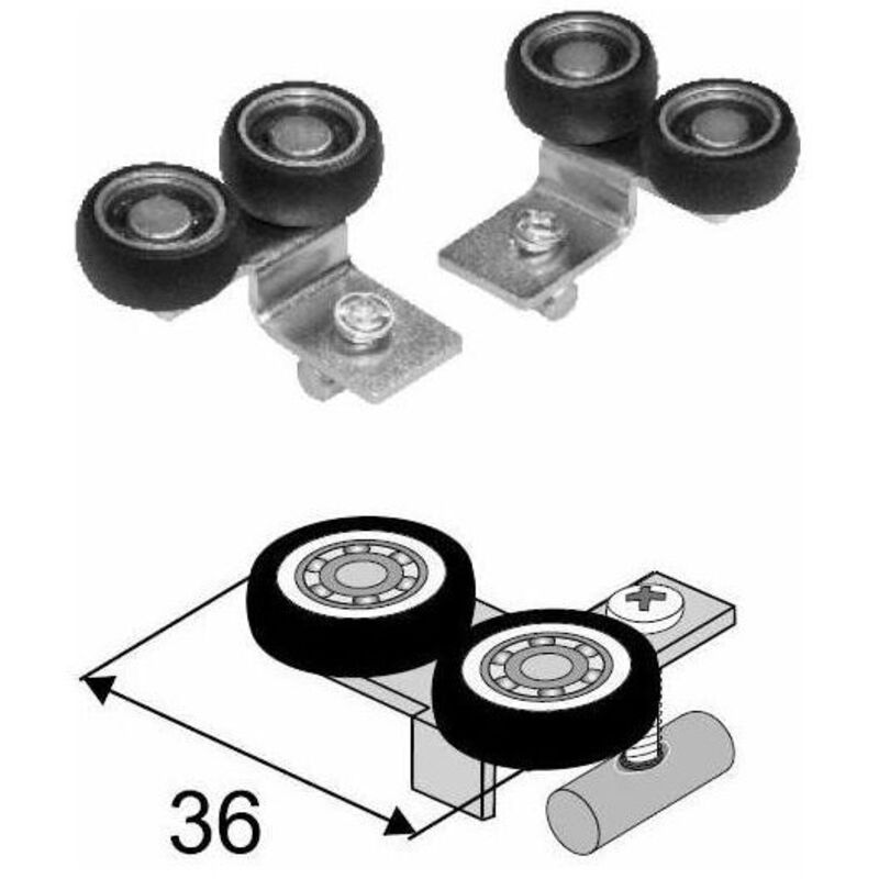 Jeu de galets supérieurs pour porte coulissante 18mm Galets gauche et droite Panneau de verre Fixation armoire dressing