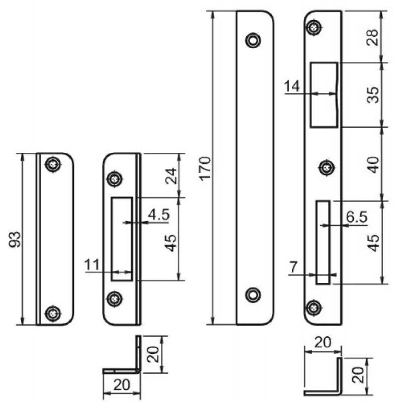 Jeu de gâches plates pour serrure à larder 3 points Trilogia® ii - métalux