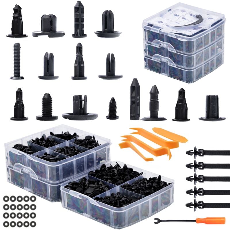 Set di borchie per auto Rosfix - 650 pezzi, scatola di plastica
