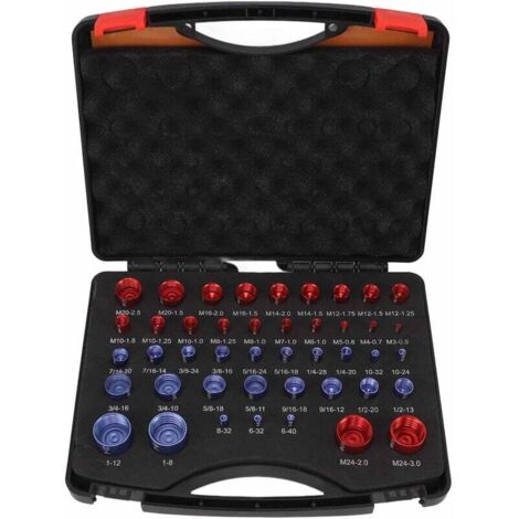 Jeu de jauge d'identificateur de boulon et d'écrou de 44 pièces, rouge et bleu, jauge de taille de boulon et d'écrou en pouces et métriques