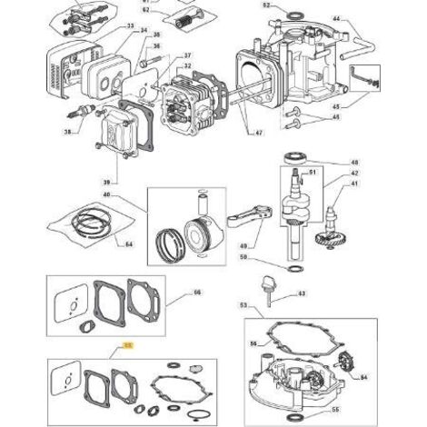 JEU DE JOINTS MOTEUR ORIGINAL STIGA LC1P61 - 118550403/0