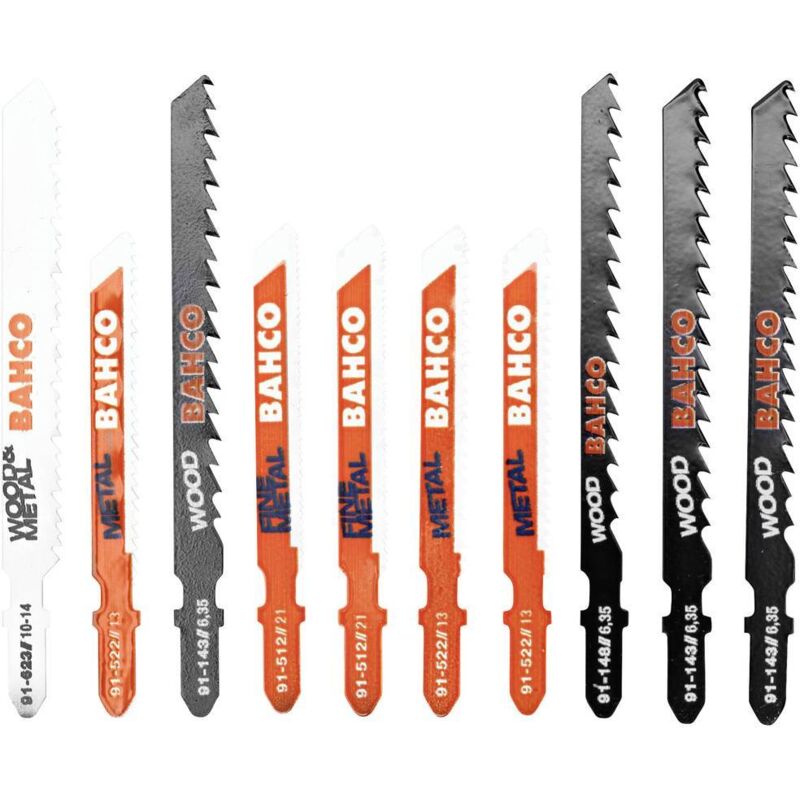 Bahco 91-MIXED-10P Jeu de lames de scie sauteuse pour bois et métal - 10 pcs 1 set