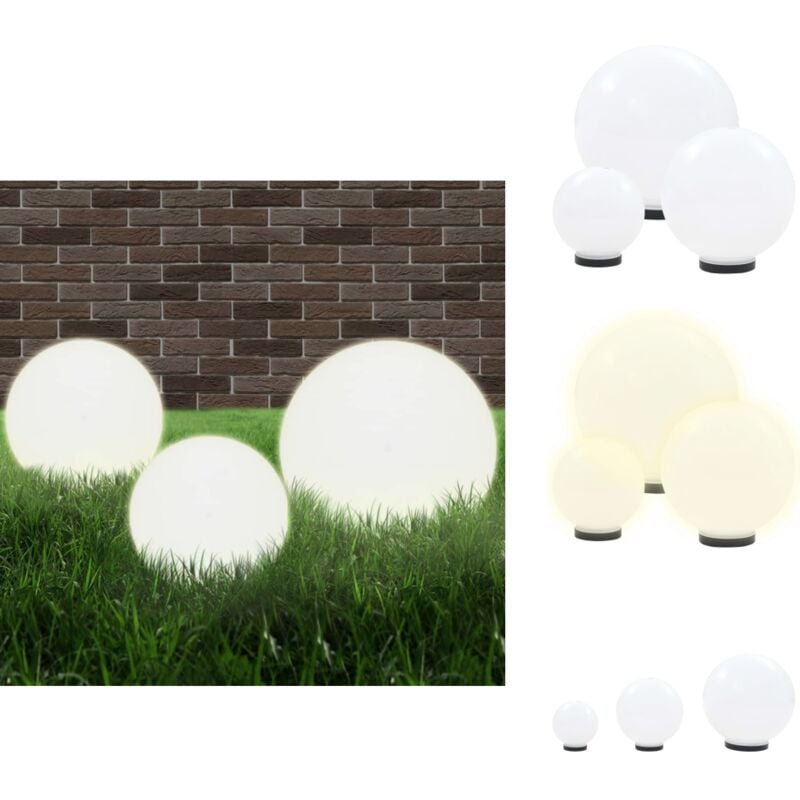 Jeu de lampe boule à led 3 pcs pmma sphérique 20/30/40 cm - Lampes De Jardin - Éclairage Extérieur - Luminaires Extérieurs - Décoration Extérieure