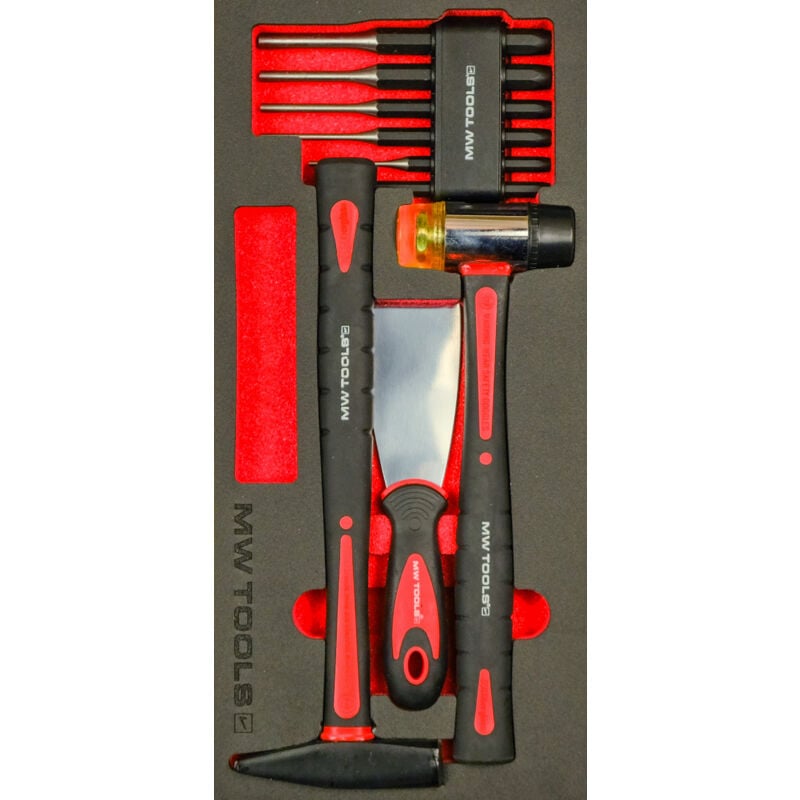 Jeu de marteaux et chasse-goupilles 9 pièces module en mousse pour servante d'atelier Mw Tools MWHAM9