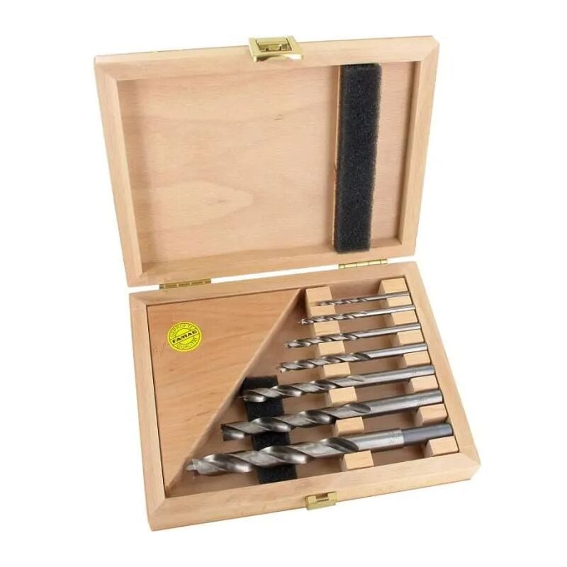 Jeu de mèches à bois hélicoïdale, HSS, 7 pcs, coffret de bois Ø 3,4,5,6,8,10,12 FAMAG - 1591.507