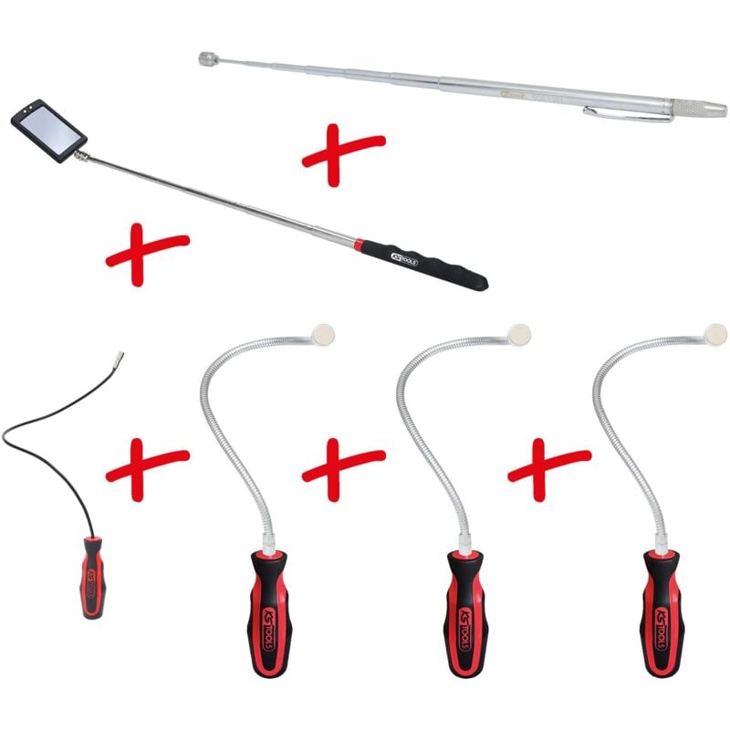 Kstools - Jeu de miroirs d'inspection et d'aimants flexibles et télescopiques, 6 pcs