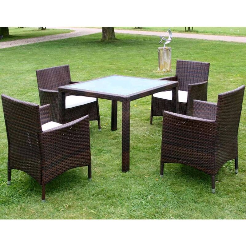 Vidaxl - Mobilier à dîner jardin 5 pcs et coussins Résine tressée Marron