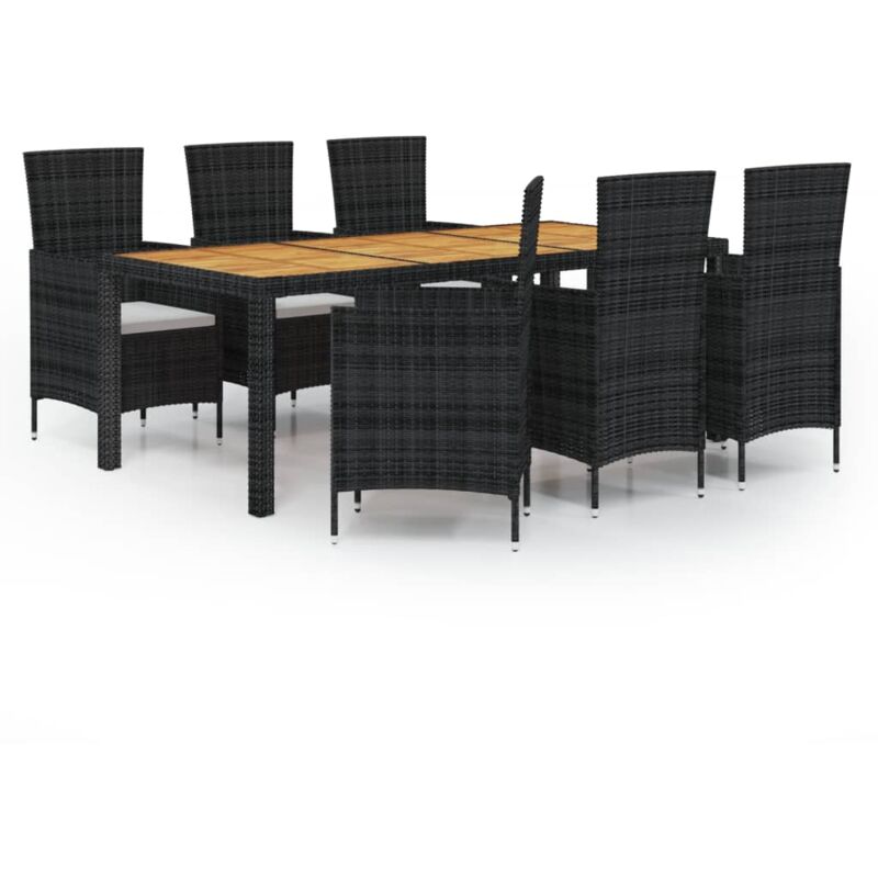 Vidaxl - Salon de jardin 7 pcs avec coussins résine tressée noir