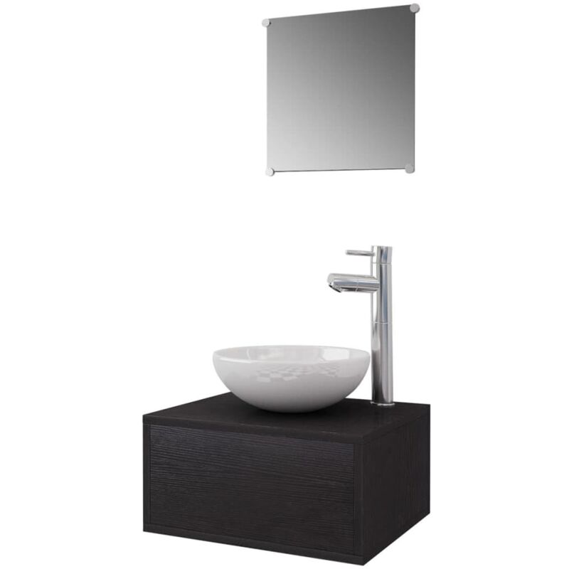 Vidaxl - Meuble de salle de bain 4 pcs avec lavabo et robinet Noir