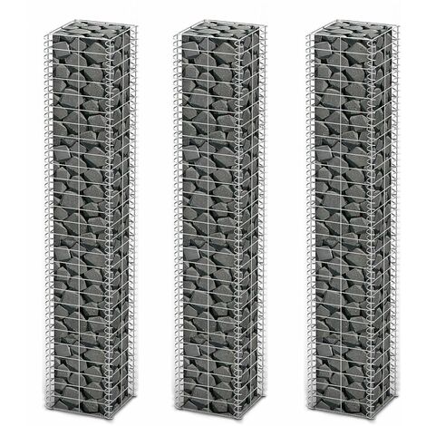 Jeu de panier de gabion 3 pcs Fil galvanisé 25 x 25x150