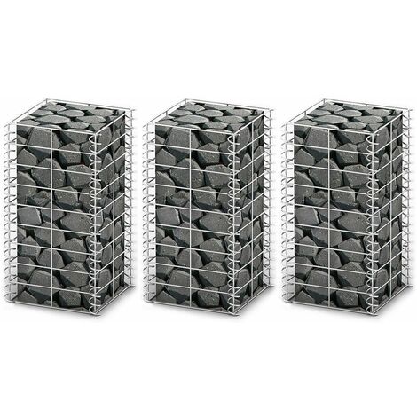 vidaXL 3x Paniers de Gabion Fil Galvanisé Murs de Gabion Murs de Soutènement de Gravité de Gabion Clôture Jardin Extérieur Multi-taille