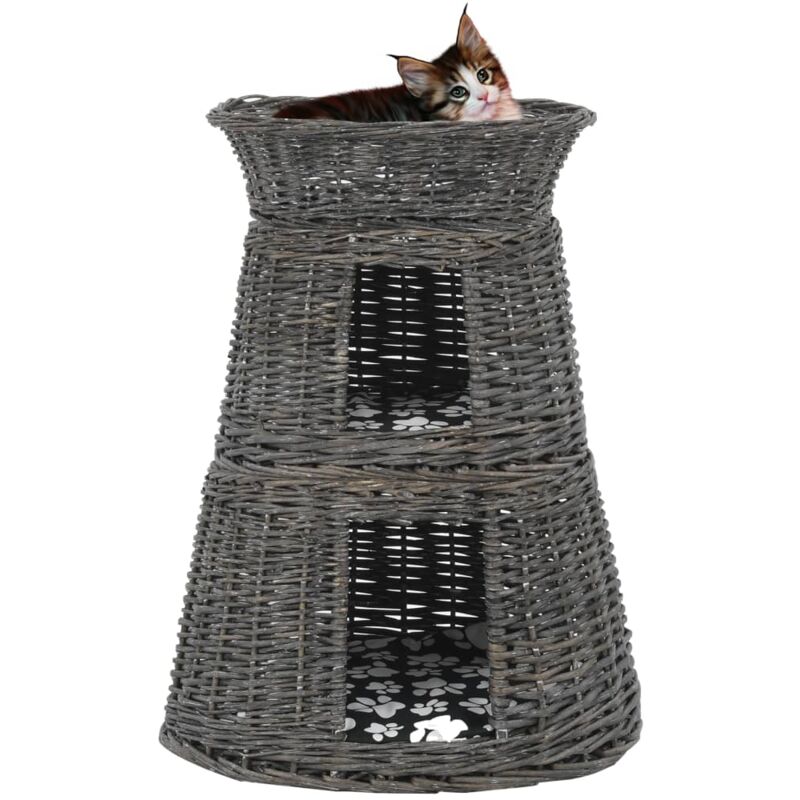 Vidaxl - Jeu de panier pour chats 3 pcs avec coussins Gris 47x34x60 cm