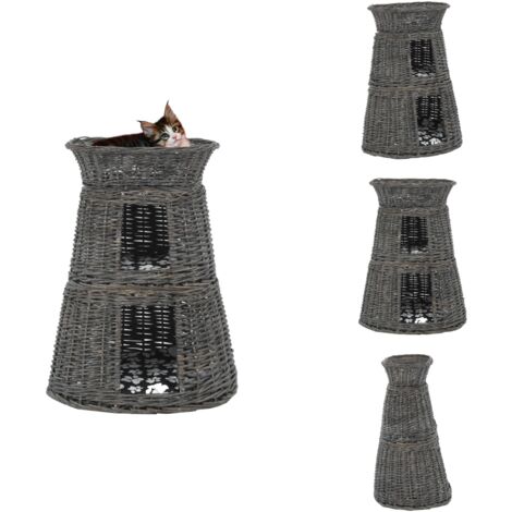 Jeu de panier pour chats 3 pcs avec coussins Gris 47x34x60 cm - Paniers Pour Chats - Maison Pour Chat - Arbre À Chat - Lit Pour Chat - Accessoires Pour Chat