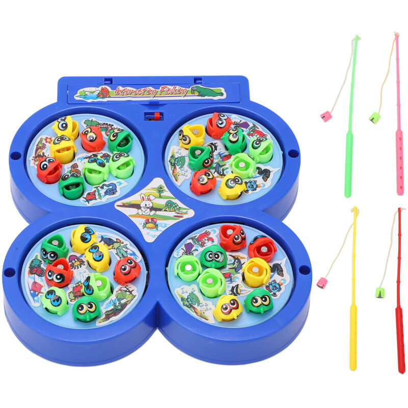 Jeu de pêche magnétique électrique rétro avec musique - Développe la sensibilité et la coordination pour enfants - Plateau rotatif classique