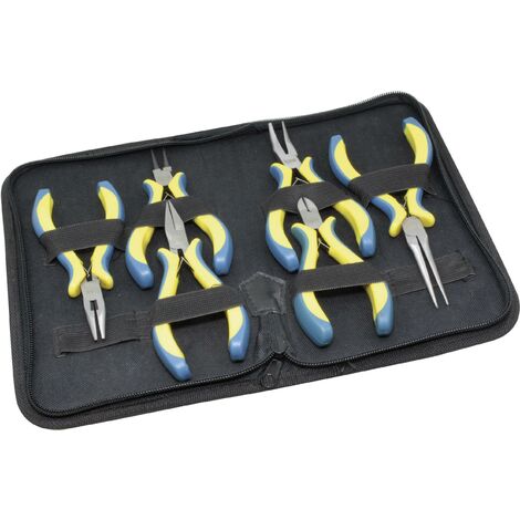 Jeu de pinces 3600 – 6 pièces pour électronique et mécanique de précision – Pince à becs ronds, coudée, droite, demi-ronde, coupante, plate – Donau Elektronik