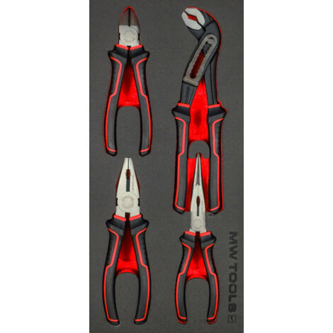 Jeu de pinces 4 pièces module en mousse pour servante d'atelier MW Tools MWPL4