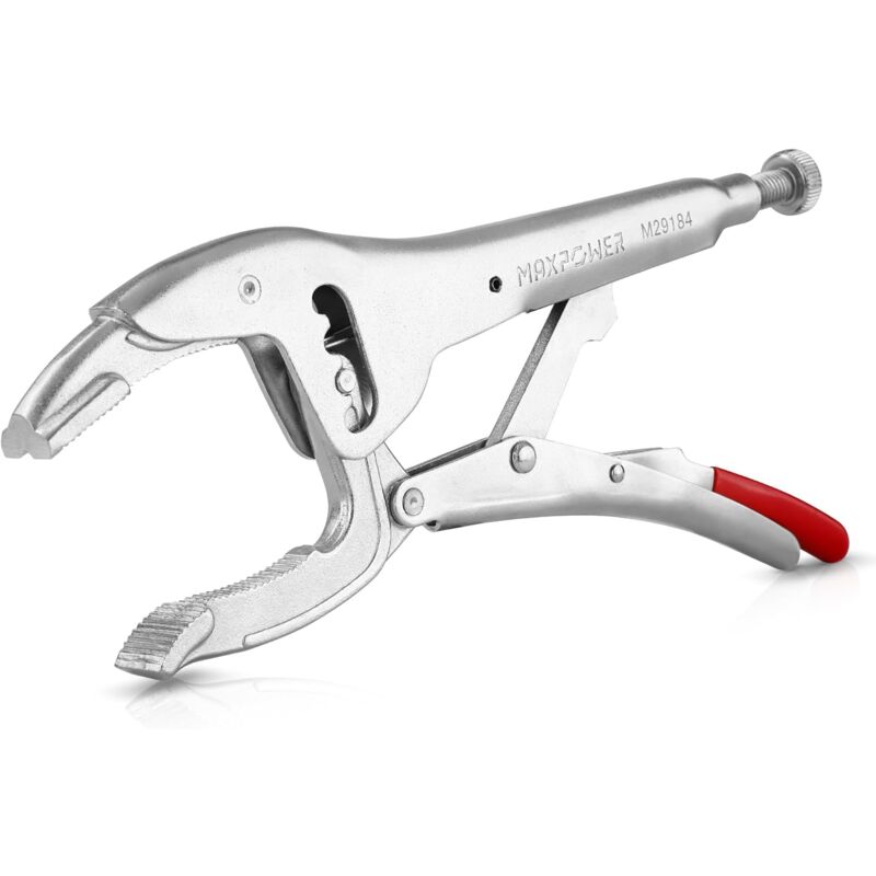 Max Power - maxpower Pince à etau avec mâchoire de Grand ouverture 100mm,Pince-étau à cran avec bec long déchiqueté avec profondeur de la pince 70mm,