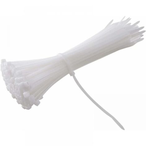 Jeu de pinces rapides blanches 100 pinces 400 x 7,6 mm, attaches nylon blanches