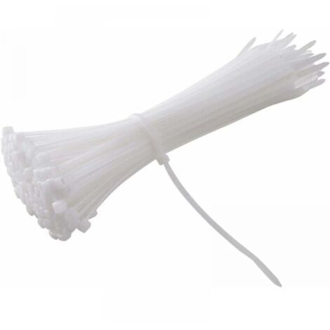 Jeu de pinces rapides blanches 100 pinces 400 x 7,6 mm, attaches nylon blanches
