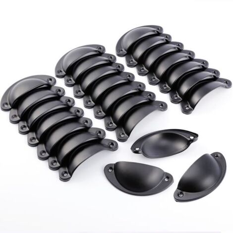Jeu de poignées de meuble - 82mm - Vintage Case - Noir 24 pcs