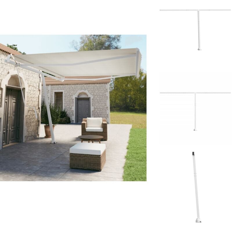 Jeu de poteaux d'auvent blanc 450x245 cm fer - Poteau D'auvent - Support D'auvent - Auvent - Parasol - Terrasse