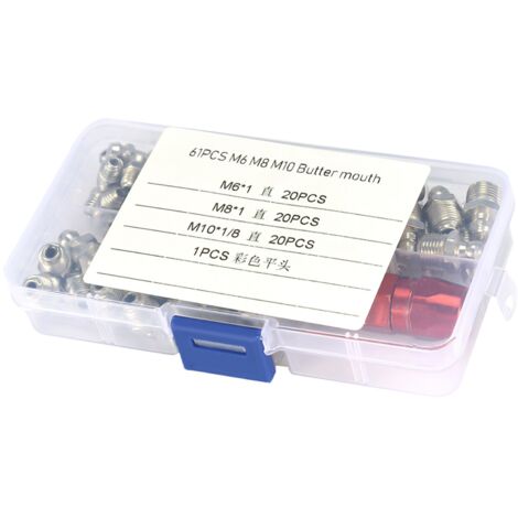 Jeu de raccords de graissage métalliques pour pièces mécaniques - Embouts de graisseur de rechange