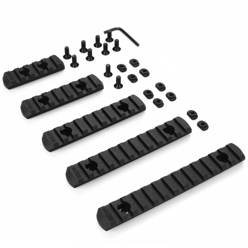 Jeu de rails Picatinny MLok en nylon avec clé Allen - 5 fentes 65mm, 7 fentes 85mm, 9 fentes 105mm, 11 fentes 124mm, 13 fentes 144mm
