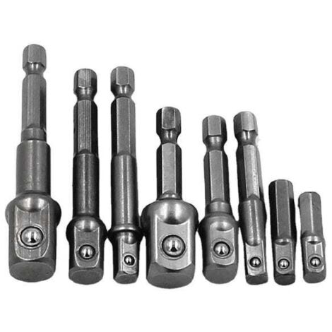Jeu de rechange pour tournevis, clé et foret, ensemble de 8 pièces, tige d'extension en acier au chrome vanadium, jeu de forets à tige hexagonale.